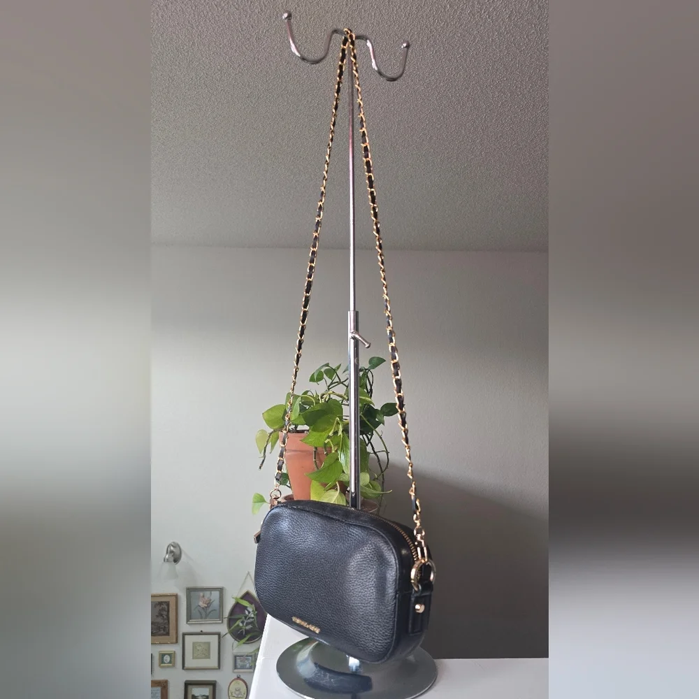 Michael Kors Black Pebbled Leather Camera Style Crossbody Bag